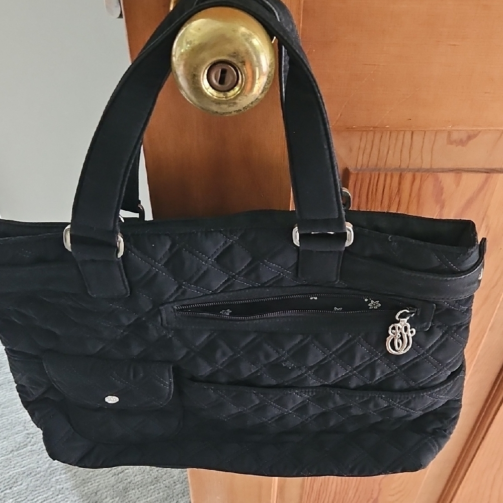 Vera Bradley Black Quilted Tote Bag with Leather Handles